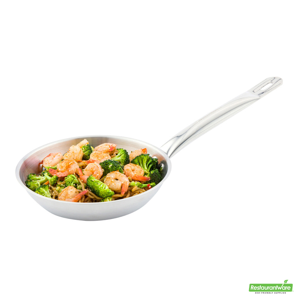 Wholesale Restaurantware Met Lux Round Stainless Steel 8" Fry Pan - Induction Ready- Bulk