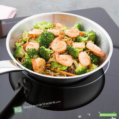 Wholesale Restaurantware Met Lux Round Stainless Steel 8" Fry Pan - Induction Ready- Bulk