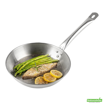 Wholesale Restaurantware Met Lux Round Stainless Steel 10 Fry Pan - Induction Ready- Bulk