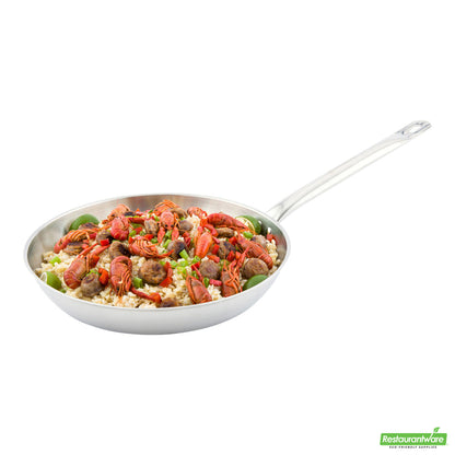 Wholesale Restaurantware Met Lux Round Stainless Steel 12 Fry Pan - Induction Ready- Bulk