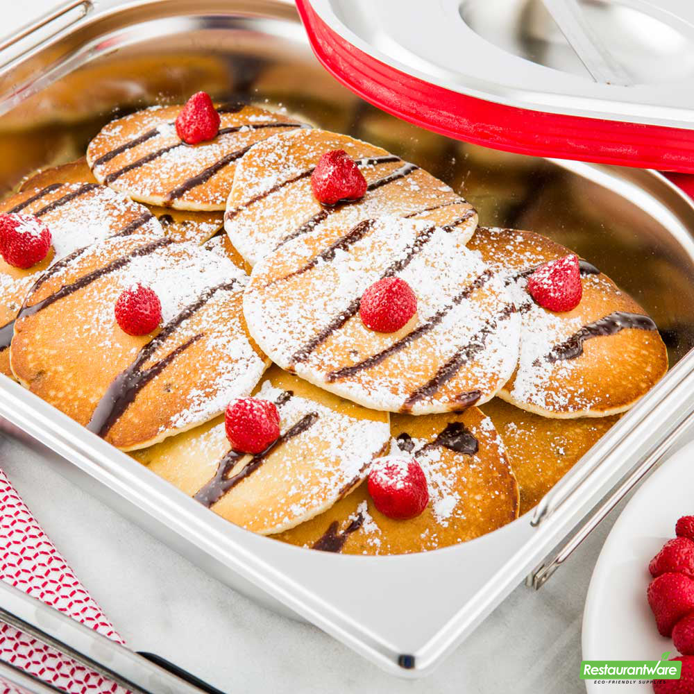 Wholesale Restaurantware Met Lux Rectangle Stainless Steel 1/2 Size Steam Table Pan 2.5 Inch Deep - Anti Jam, Collapsible Handles- Bulk
