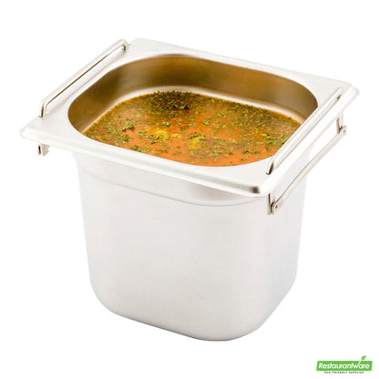 Wholesale Restaurantware Met Lux Rectangle Stainless Steel 1/6 Size Steam Table Pan - Anti Jam, Collapsible Handles- Bulk