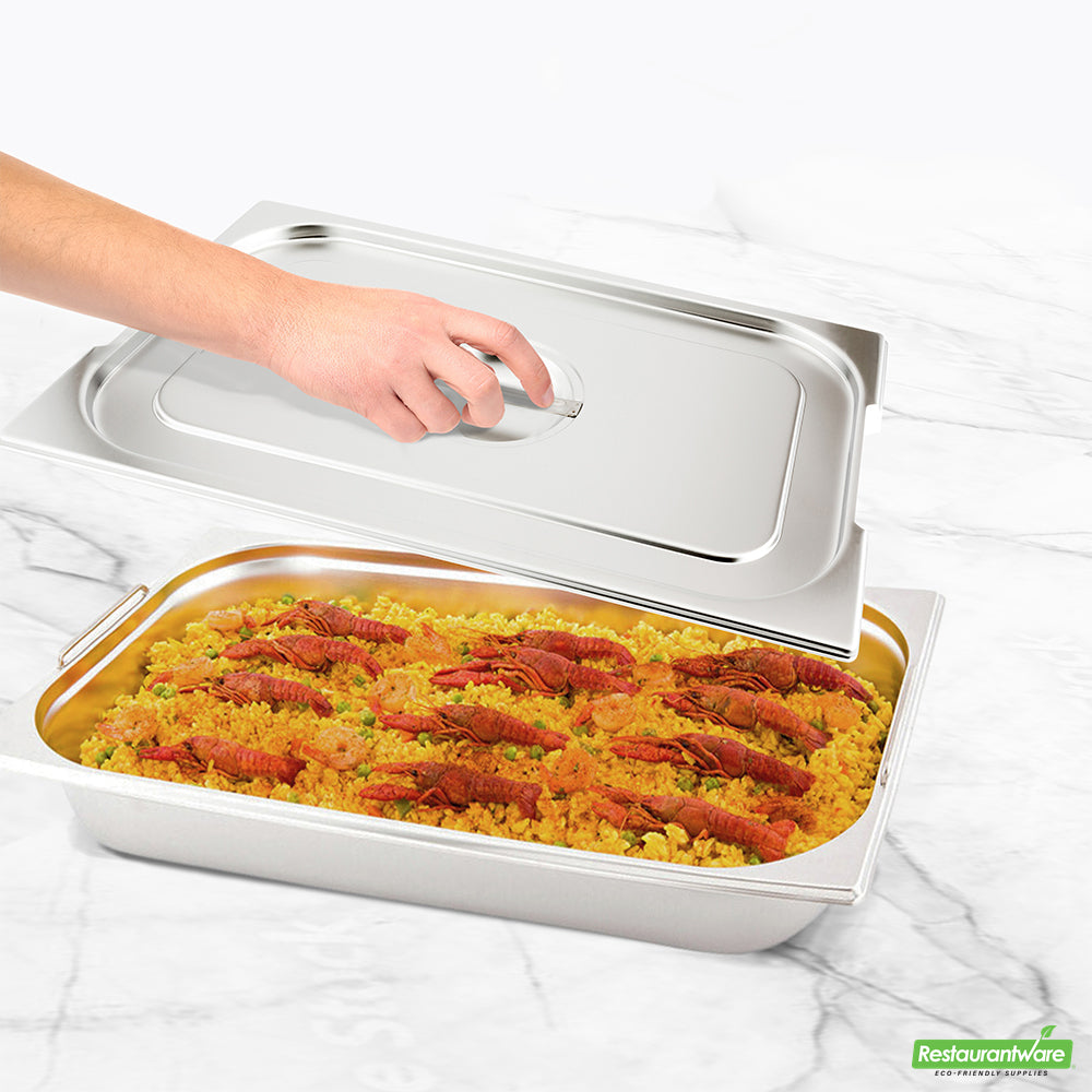 Wholesale Restaurantware Met Lux Rectangle Stainless Steel Lid - Fits Full Size Steam Table Pan- Bulk