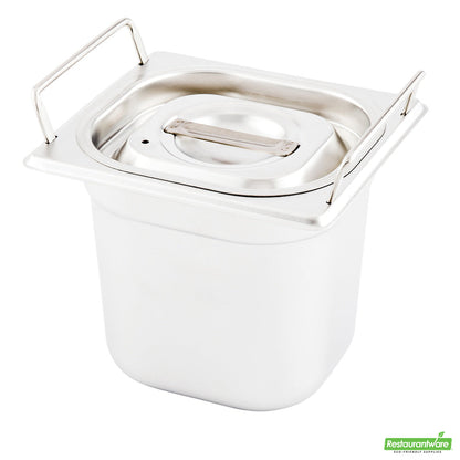 Wholesale Restaurantware Met Lux Rectangle Stainless Steel Lid - Fits 1/6 Size Steam Table Pan- Bulk