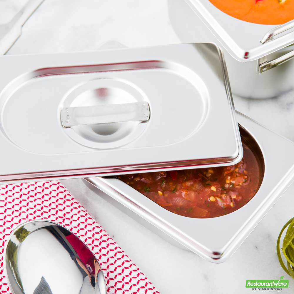 Wholesale Restaurantware Met Lux Rectangle Stainless Steel Lid - Fits 1/9 Size Steam Table Pan- Bulk