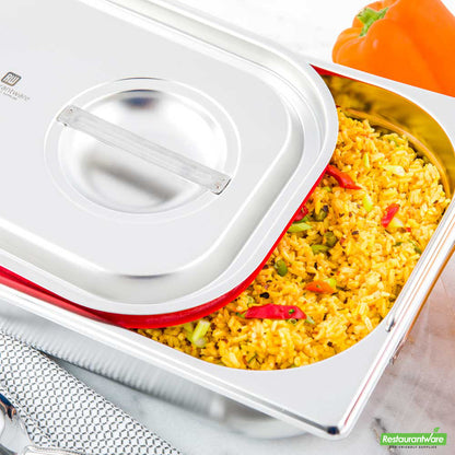 Wholesale Restaurantware Met Lux Rectangle Stainless Steel Travel Lid - Fits 1/2 Size Steam Table Pan- Bulk