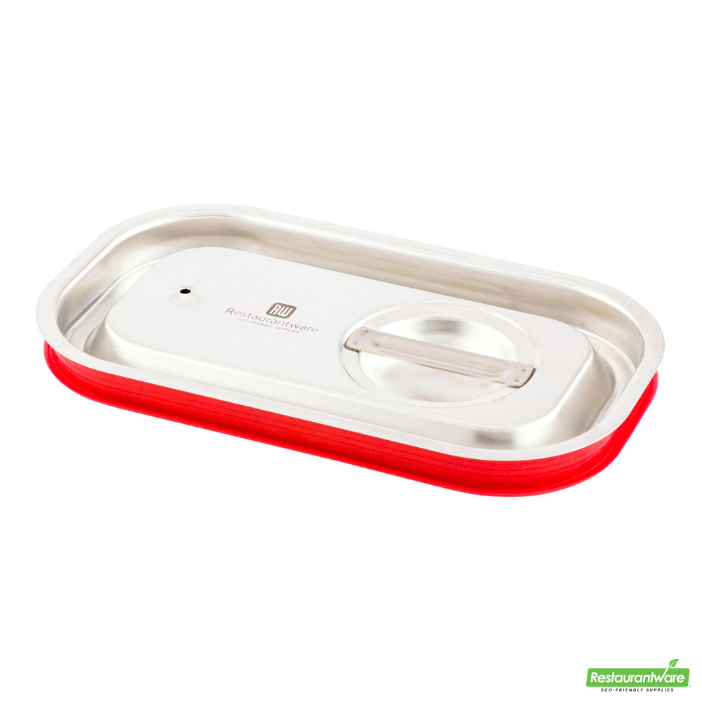 Wholesale Restaurantware Met Lux Rectangle Stainless Steel Travel Lid - Fits 1/4 Size Steam Table Pan- Bulk