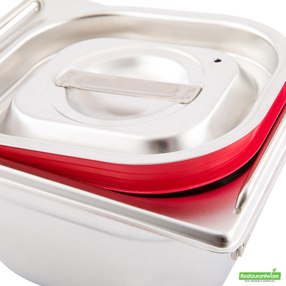 Wholesale Restaurantware Met Lux Rectangle Stainless Steel Travel Lid - Fits 1/6 Size Steam Table Pan- Bulk