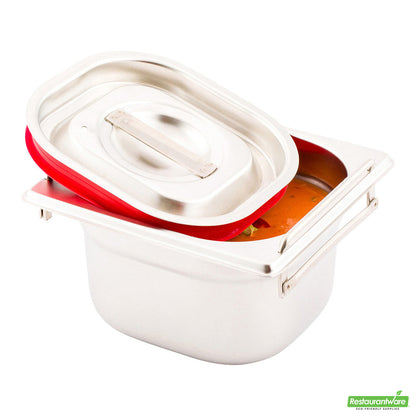 Wholesale Restaurantware Met Lux Rectangle Stainless Steel Travel Lid - Fits 1/6 Size Steam Table Pan- Bulk