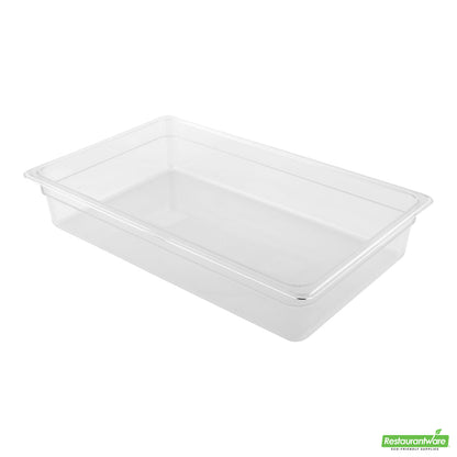 Wholesale Restaurantware Met Lux Rectangle Clear Plastic Full Size Cold Food Storage Container - 4" Depth- Bulk