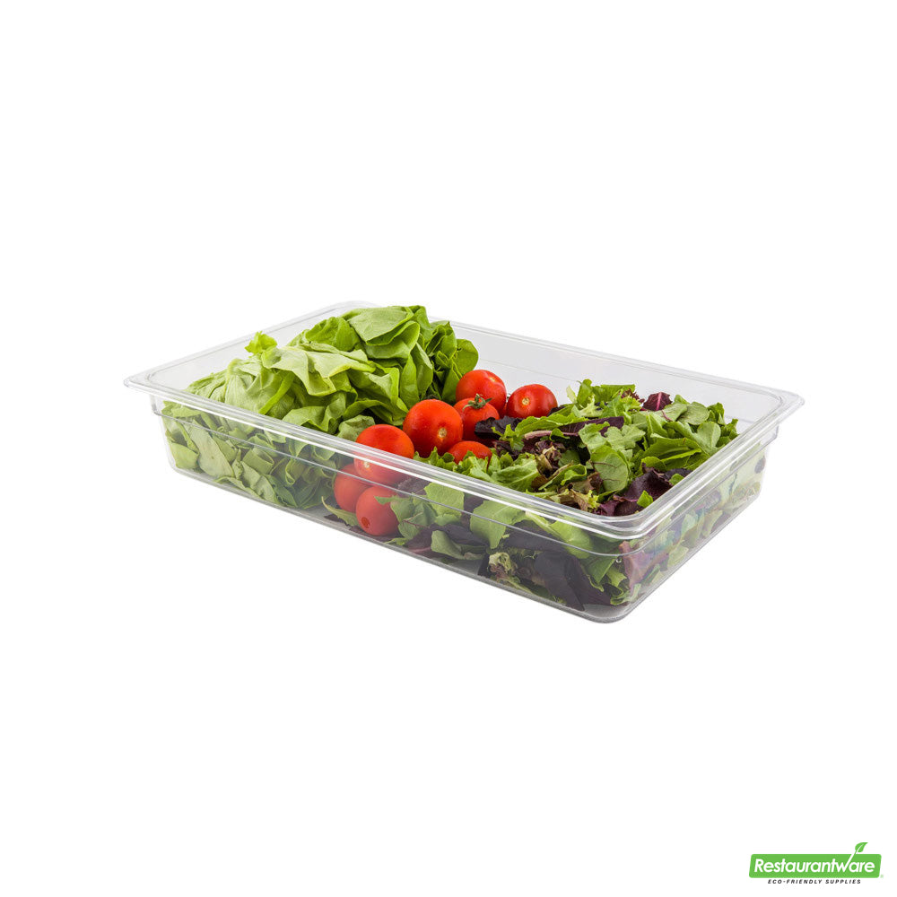 Wholesale Restaurantware Met Lux Rectangle Clear Plastic Full Size Cold Food Storage Container - 4" Depth- Bulk