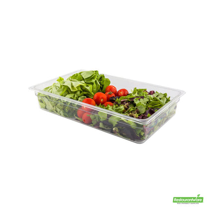 Wholesale Restaurantware Met Lux Rectangle Clear Plastic Full Size Cold Food Storage Container - 4" Depth- Bulk