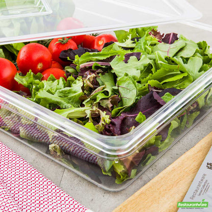 Wholesale Restaurantware Met Lux Rectangle Clear Plastic Full Size Cold Food Storage Container - 4" Depth- Bulk