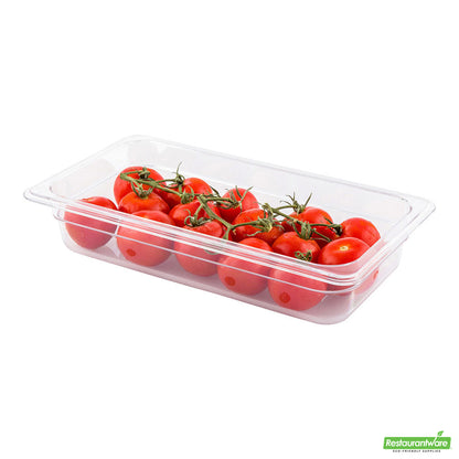 Wholesale Restaurantware Met Lux Rectangle Clear Plastic 1/3 Size Cold Food Storage Container - 2.5" Depth- Bulk