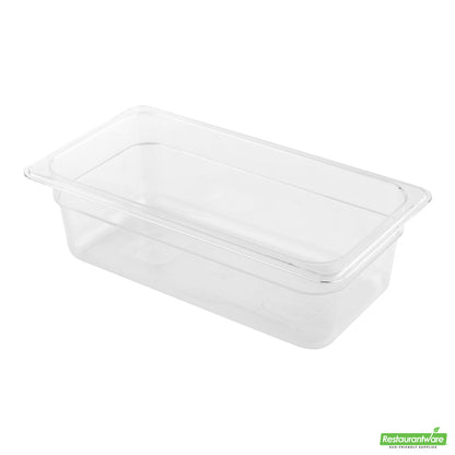 Wholesale Restaurantware Met Lux Rectangle Clear Plastic 1/3 Size Cold Food Storage Container - 4" Depth- Bulk