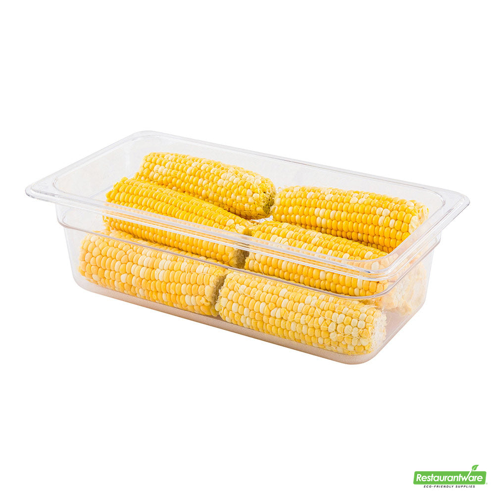 Wholesale Restaurantware Met Lux Rectangle Clear Plastic 1/3 Size Cold Food Storage Container - 4" Depth- Bulk