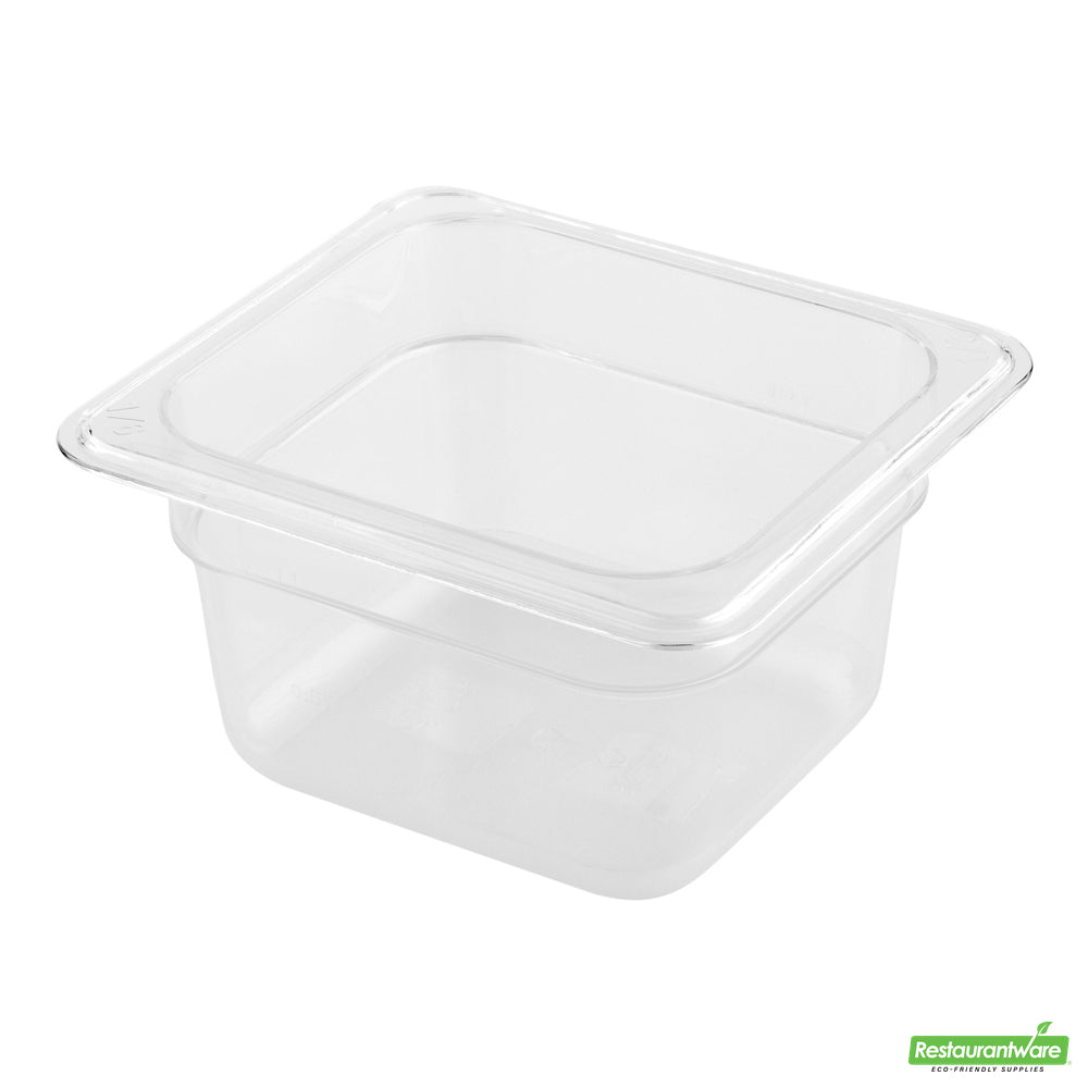 Wholesale Restaurantware Met Lux Rectangle Clear Plastic 1/6 Size Cold Food Storage Container - 4" Depth- Bulk