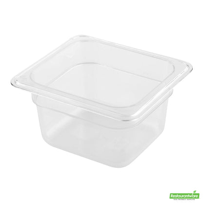 Wholesale Restaurantware Met Lux Rectangle Clear Plastic 1/6 Size Cold Food Storage Container - 4" Depth- Bulk
