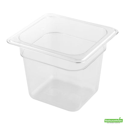 Wholesale Restaurantware Met Lux Rectangle Clear Plastic 1/6 Size Cold Food Storage Container - 6" Depth- Bulk