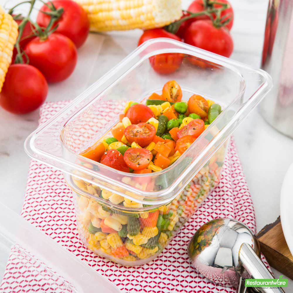 Wholesale Restaurantware Met Lux Rectangle Clear Plastic 1/9 Size Cold Food Storage Container - 4" Depth- Bulk