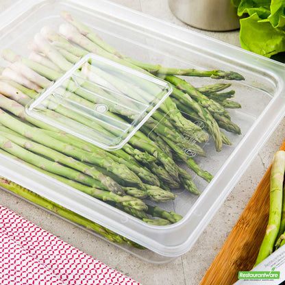 Wholesale Restaurantware Met Lux Rectangle Clear Plastic Lid - Fits 1/2 Size Cold Food Storage Container- Bulk