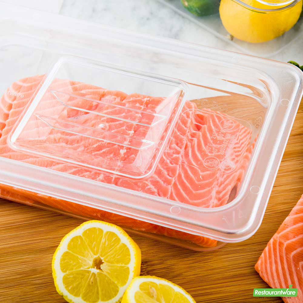 Wholesale Restaurantware Met Lux Rectangle Clear Plastic Lid - Fits 1/4 Size Cold Food Storage Container- Bulk