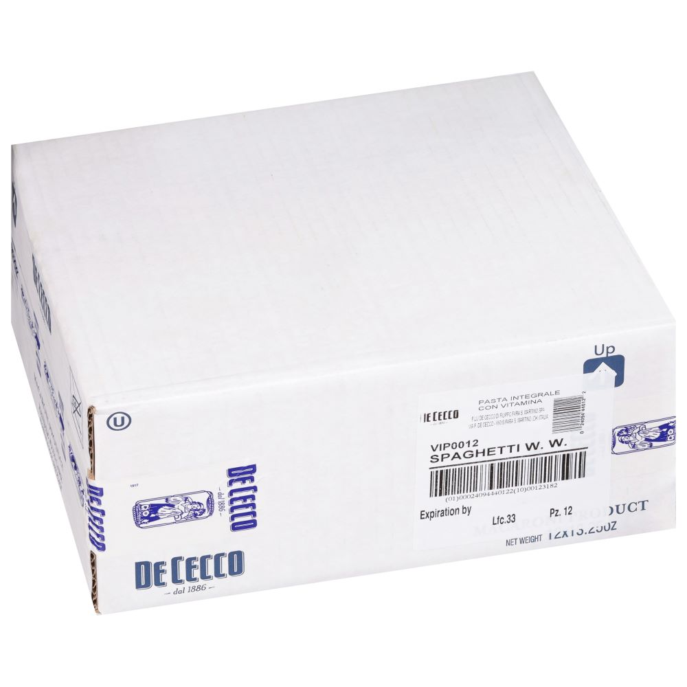 Wholesale De Cecco Dried Whole Wheat Spaghetti Pasta 13.25oz- Bulk
