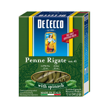 Wholesale De Cecco Spinach Penne Rigate Dried Pasta 12oz- Bulk