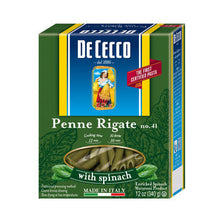 Wholesale De Cecco Spinach Penne Rigate Dried Pasta 12oz- Bulk