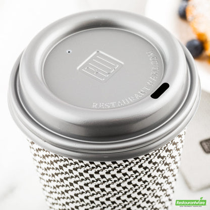 Wholesale Restaurantware Restpresso Pewter Gray Plastic Coffee Cup Lid - Fits 8, 12, 16 and 20 oz- Bulk