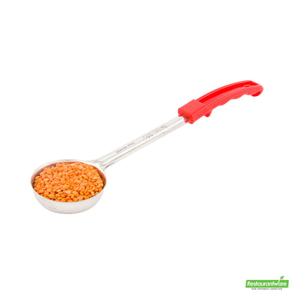 Wholesale Restaurantware Met Lux 2 Oz Stainless Steel Spoodle - Solid, with Red Handle- Bulk