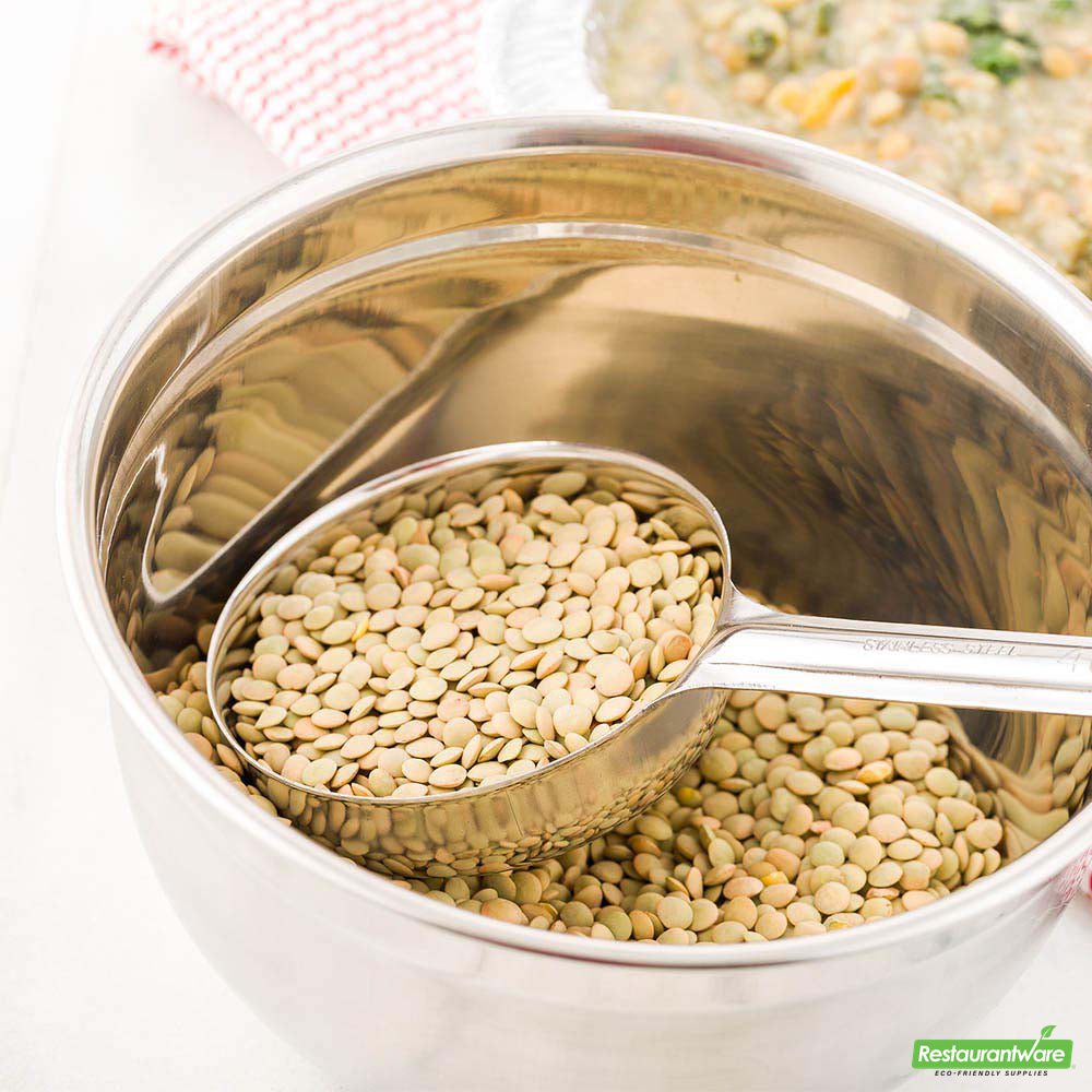 Wholesale Restaurantware Met Lux 4 Oz Stainless Steel Spoodle - Solid, with Green Handle- Bulk