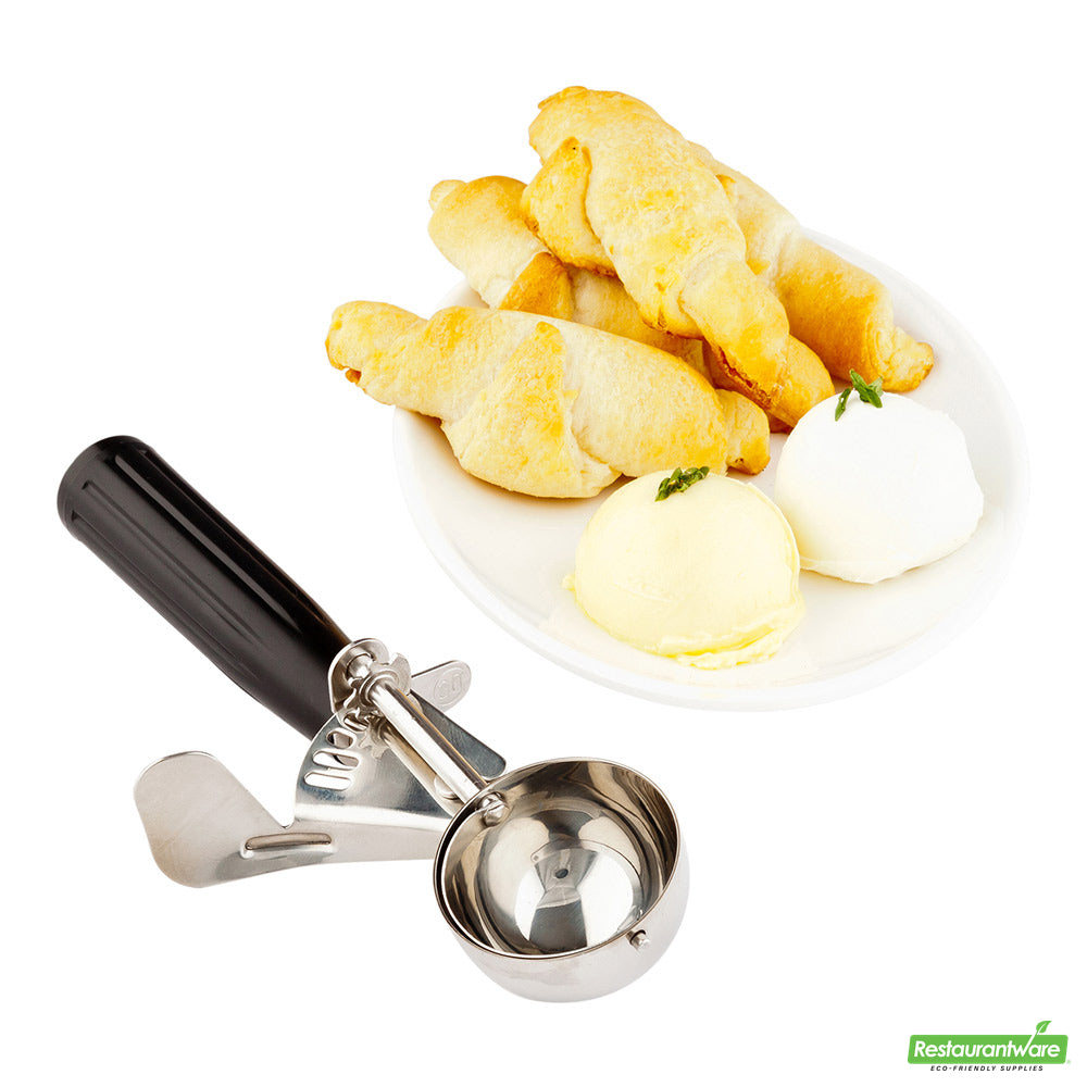 Wholesale Restaurantware Met Lux 1.25 Oz Stainless Steel #30 Portion Scoop - with Black Handle- Bulk