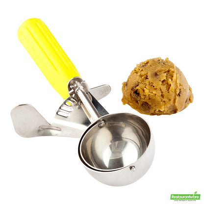 Wholesale Restaurantware Met Lux 2 Oz Stainless Steel #20 Portion Scoop - with Yellow Handle- Bulk