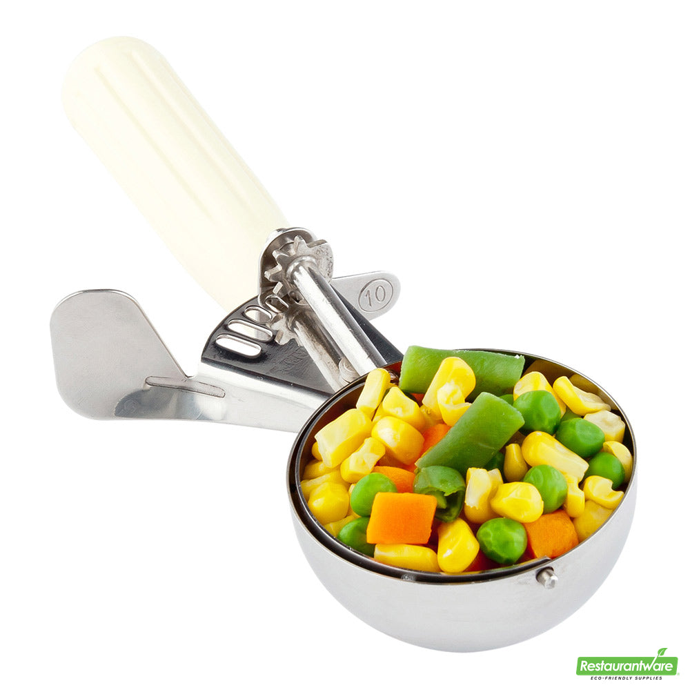 Wholesale Restaurantware Met Lux 3.75 oz Stainless Steel #10 Portion Scoop - with Ivory Handle- Bulk