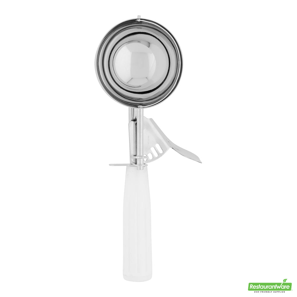 Wholesale Restaurantware Met Lux 4.66 Oz Stainless Steel #6 Portion Scoop - with White Handle- Bulk