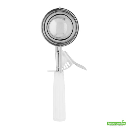 Wholesale Restaurantware Met Lux 4.66 Oz Stainless Steel #6 Portion Scoop - with White Handle- Bulk