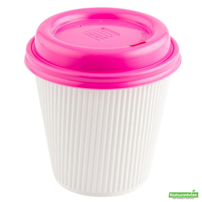 Wholesale Restaurantware Restpresso Hot Pink Plastic Coffee Cup Lid - Fits 8, 12, 16 and 20 Oz- Bulk