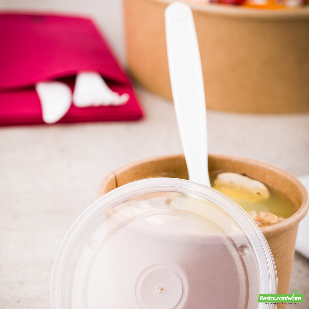 Wholesale Restaurantware Round Clear Plastic Soup Container Lid - Fits 8 and 12 Oz - 3.5" X 3.5" X 0.4"- Bulk