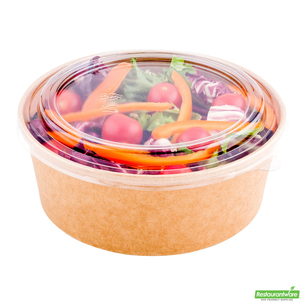 Wholesale Restaurantware Bio Take Out Container Container Round Clear Plastic Lid - Fits 44 oz- Bulk