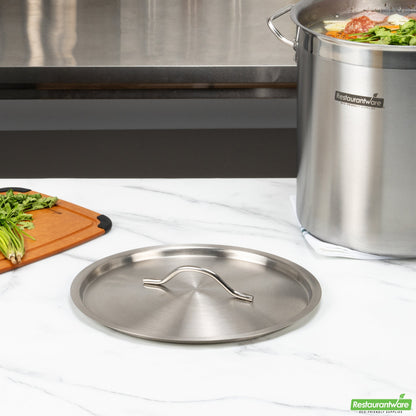 Wholesale Restaurantware Stainless Steel Sauce Pan Lid - Fits 21 Qt - 11.8" X 11.8" X 1.5"- Bulk