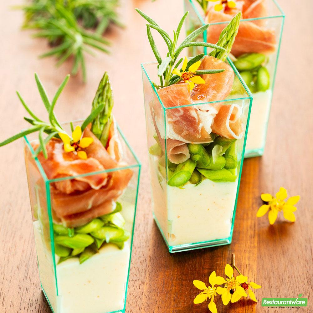 Wholesale Restaurantware 4 Oz Square Seagreen Plastic Tall Geometric Cup - 1 1/2" X 1 1/2" X 3 1/4" - 100 Count Box- Bulk