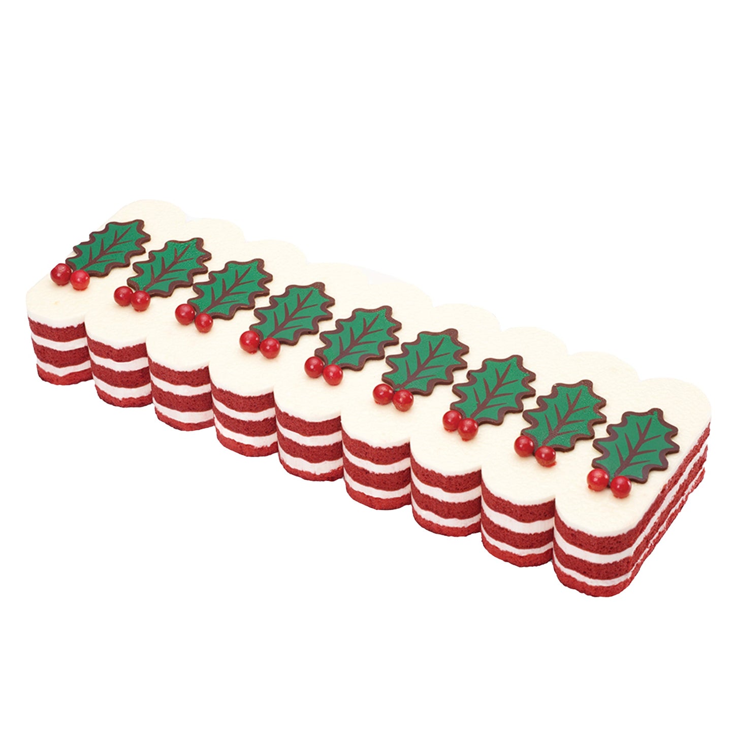 Wholesale Symphony Pastries Red Velvet Strip Holiday Cake- Bulk
