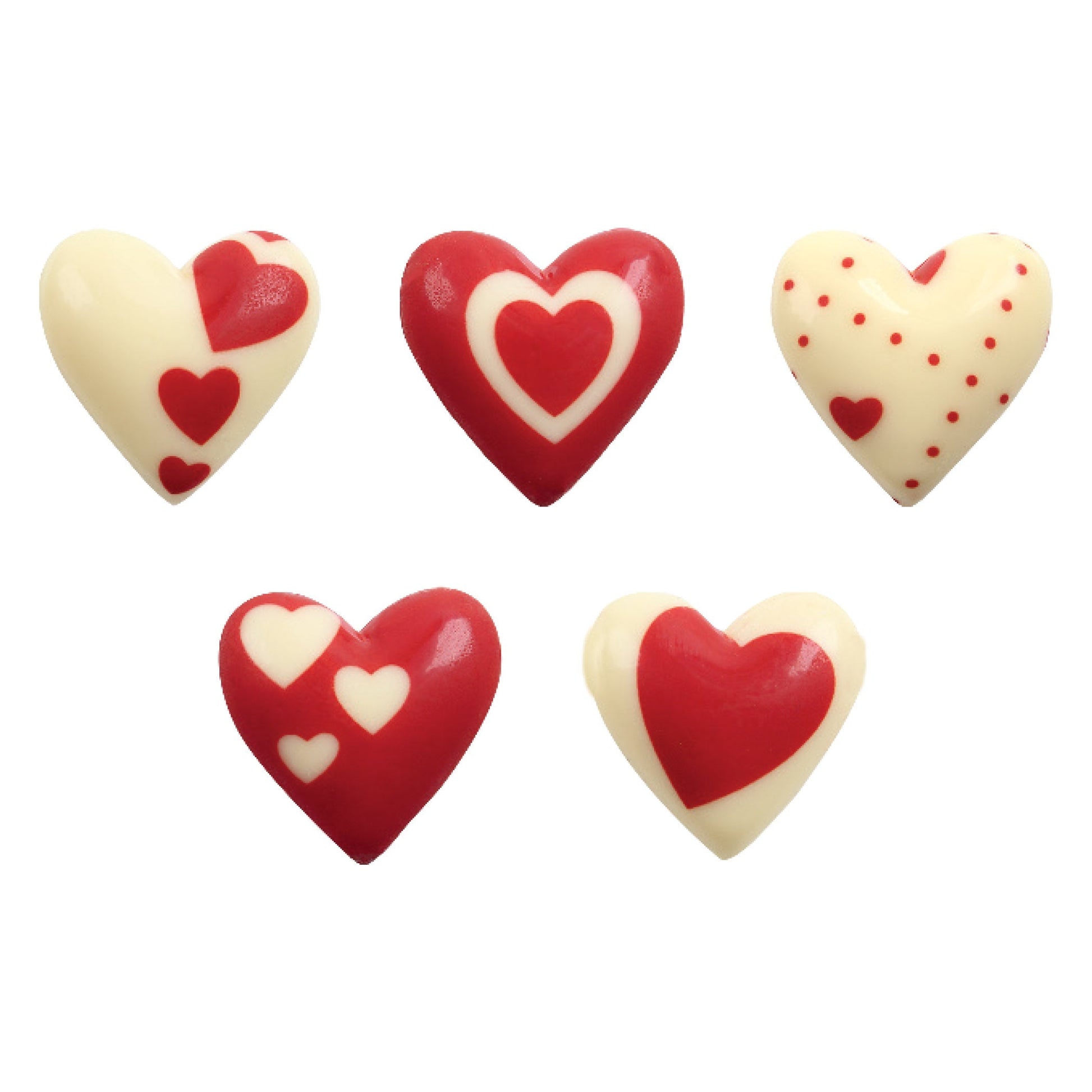 Wholesale Leman 3D Assorted Hearts White Chocolate Decor- Bulk