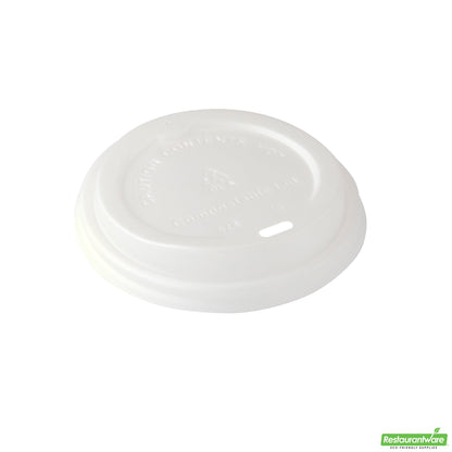 Wholesale Restaurantware White Pla Coffee Cup Lid - Fits 8, 12, 16 and 20 Oz, Compostable - 3.6" X 3.6" X 0.9"- Bulk