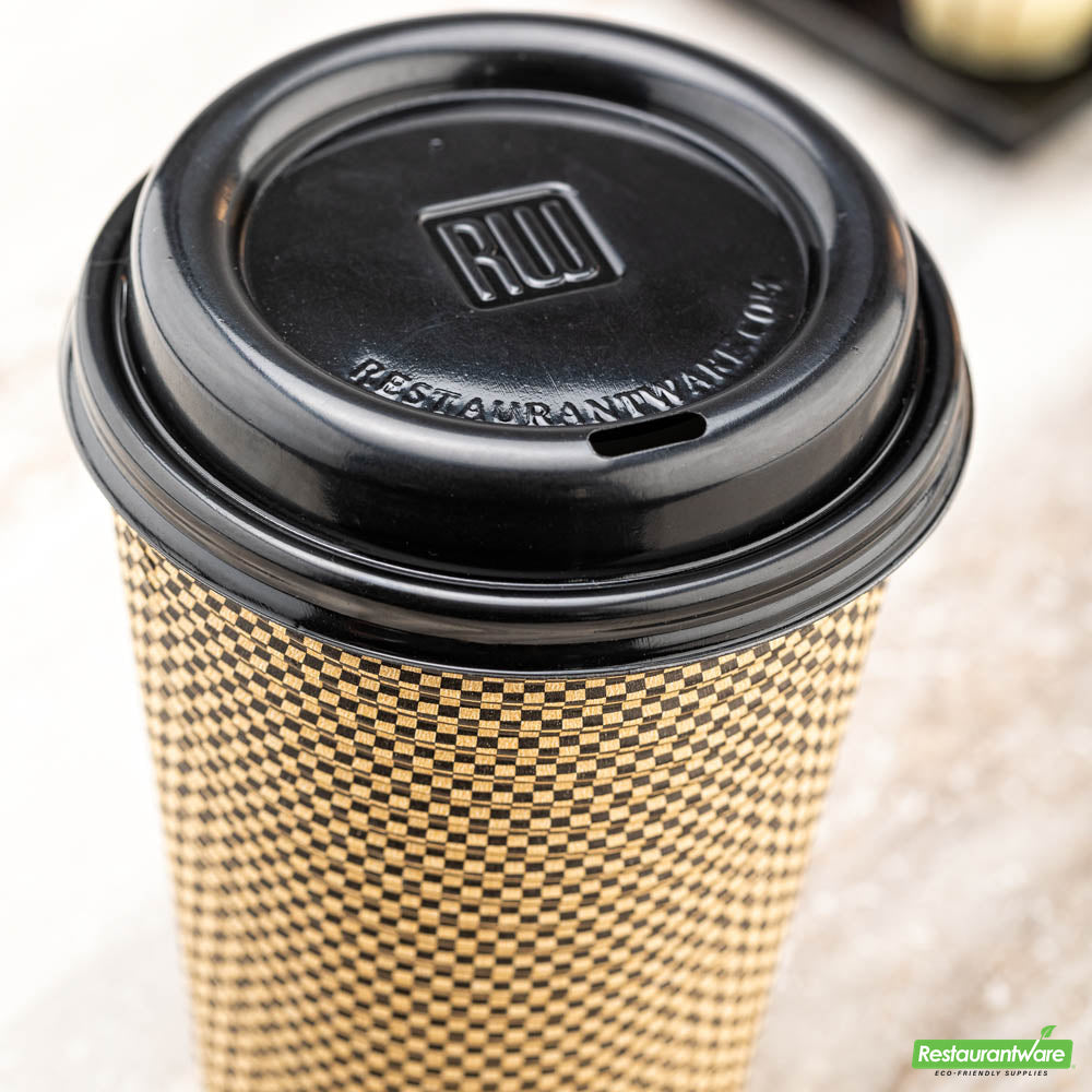 Wholesale Restaurantware Restpresso Black Plastic Coffee Cup Lid - Fits 8, 12, 16 and 20 Oz- Bulk