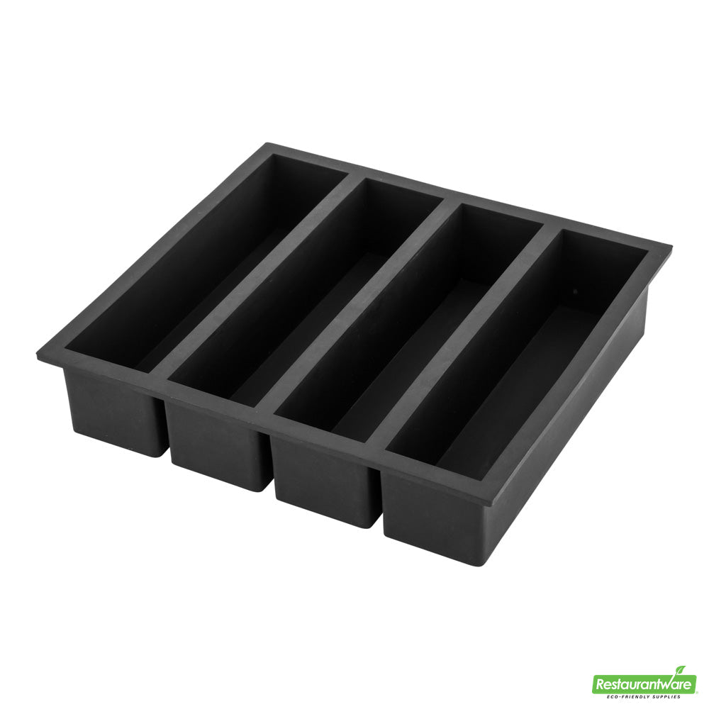 Wholesale Restaurantware Bar Lux Black Silicone Ice Mold - 5 1/4" X 1 1/4" Slab, 4 Compartments- Bulk
