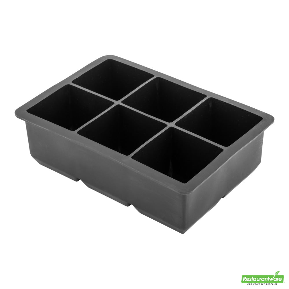 Wholesale Restaurantware Bar Lux Black Silicone Ice Mold - 2 Cube, 6 Compartments- Bulk