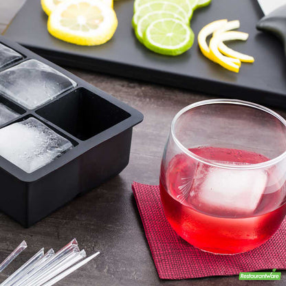 Wholesale Restaurantware Bar Lux Black Silicone Ice Mold - 2 Cube, 6 Compartments- Bulk