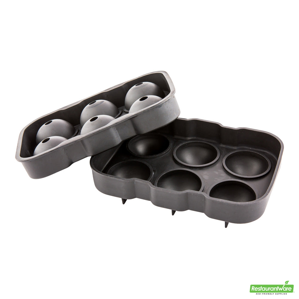 Wholesale Restaurantware Bar Lux Black Silicone Ice Mold - 2 Sphere, 6 Compartments- Bulk
